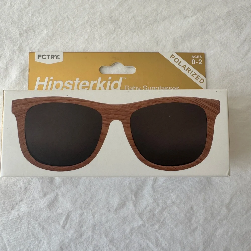 Hipsterkid Baby Sunglasses - Faux Woodgrain Frame, Black Lenses